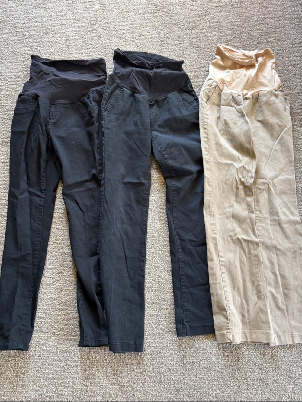 Indigo Blue Maternity Pants Pack in Black and Beige